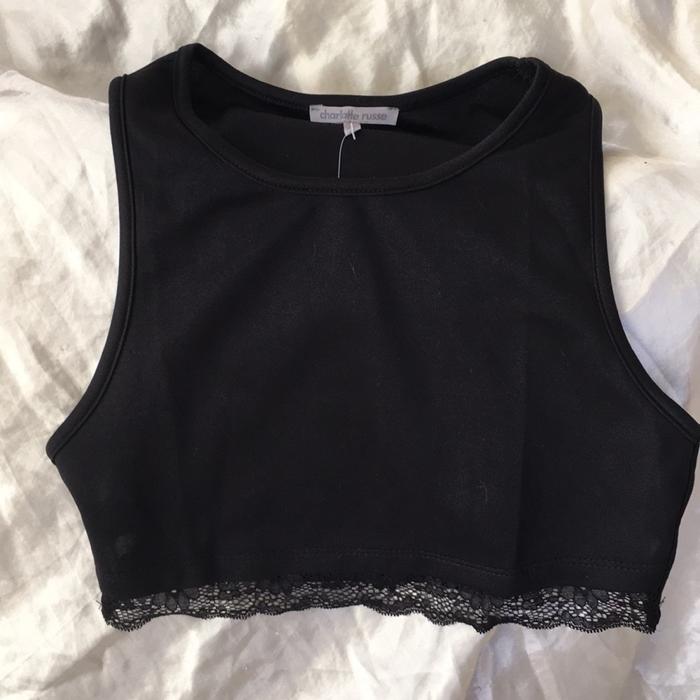 Charlotte Russe Lace Bordered Crop Top